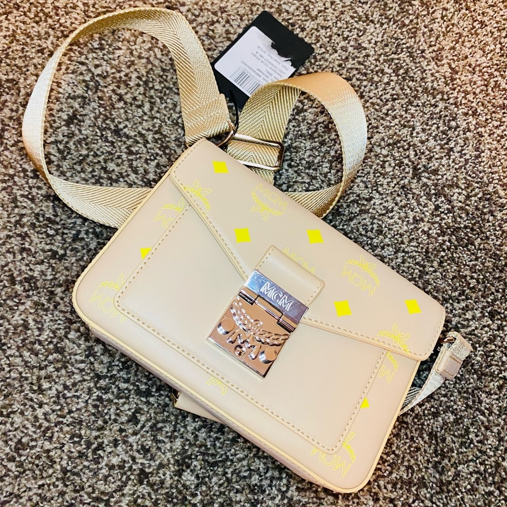NEW! MCM Millie Yellow Small Color Splash Logo Leather Crossbody Bag - Picture 7 of 17